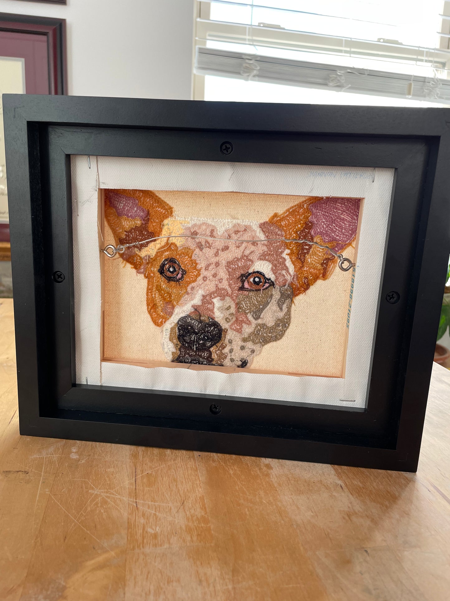 Handmade Handcranked Custom Chainstitch Embroidered Framed Pet Portrait