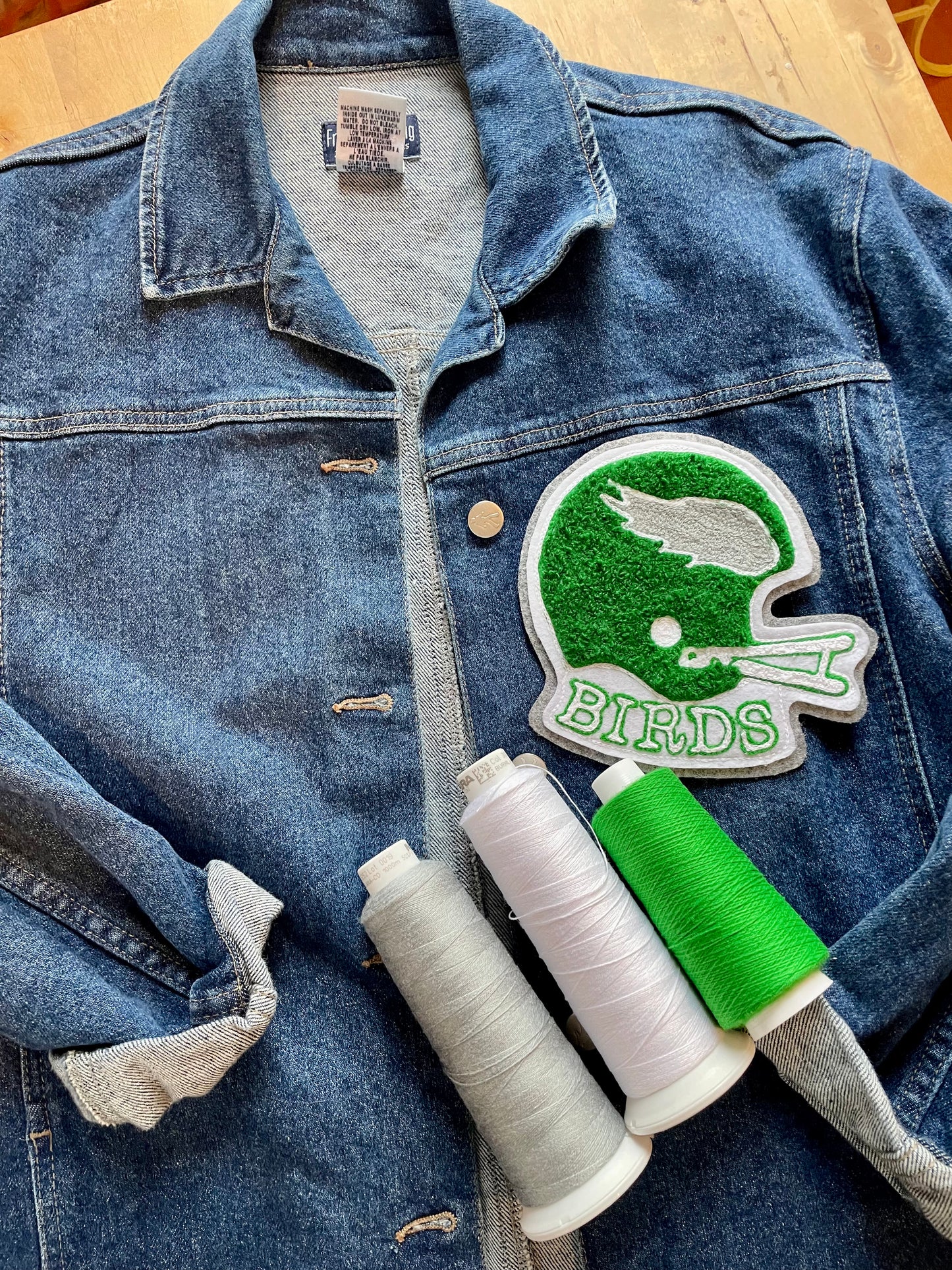 Handmade Handcranked Chainstitch Embroidered Patch - Retro Philadelphia Eagles Football NFL FanGear Vintage Chenille Go Birds Bird Gang