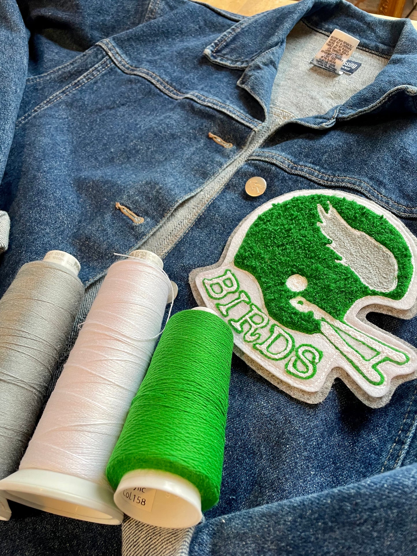 Handmade Handcranked Chainstitch Embroidered Patch - Retro Philadelphia Eagles Football NFL FanGear Vintage Chenille Go Birds Bird Gang