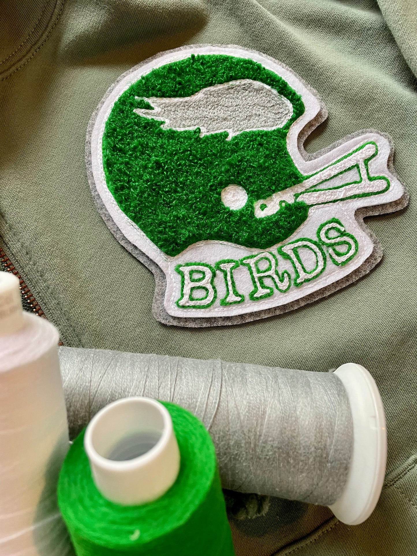 Handmade Handcranked Chainstitch Embroidered Patch - Retro Philadelphia Eagles Football NFL FanGear Vintage Chenille Go Birds Bird Gang